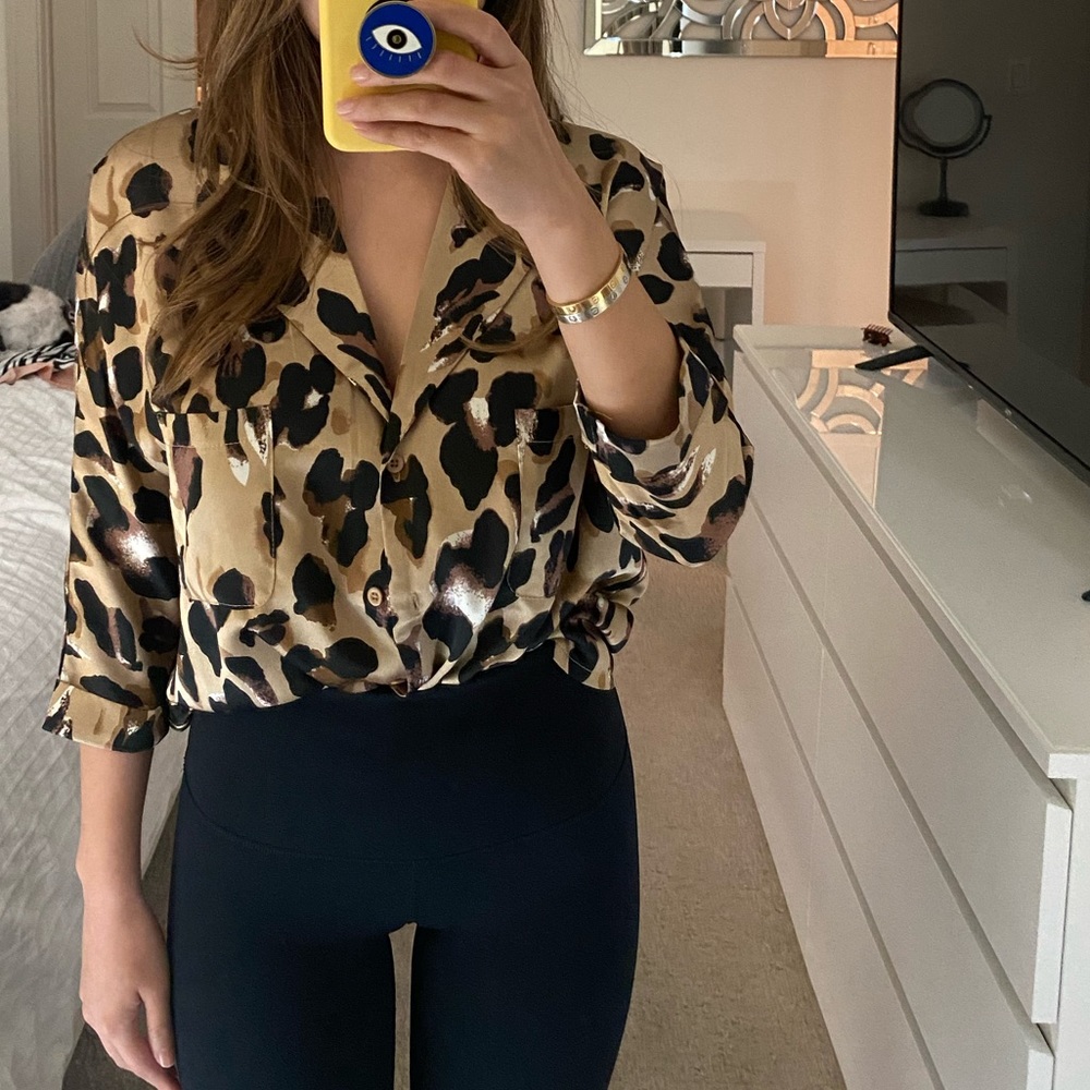 Nasty gal leopard blouse. Size 4/Small